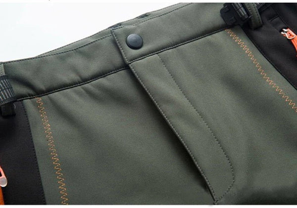 Durable waterproof hiking pants with warm fleece lining and secure zipper
