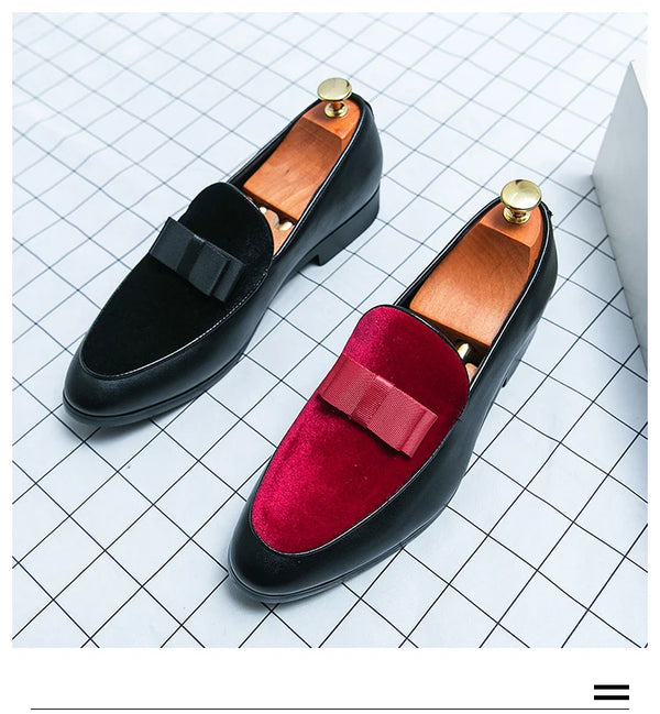 Top view of premium leather dress loafers showing sleek slip-on design