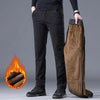 Regular fit fleece-lined corduroy trousers with zipper fly in neutral color