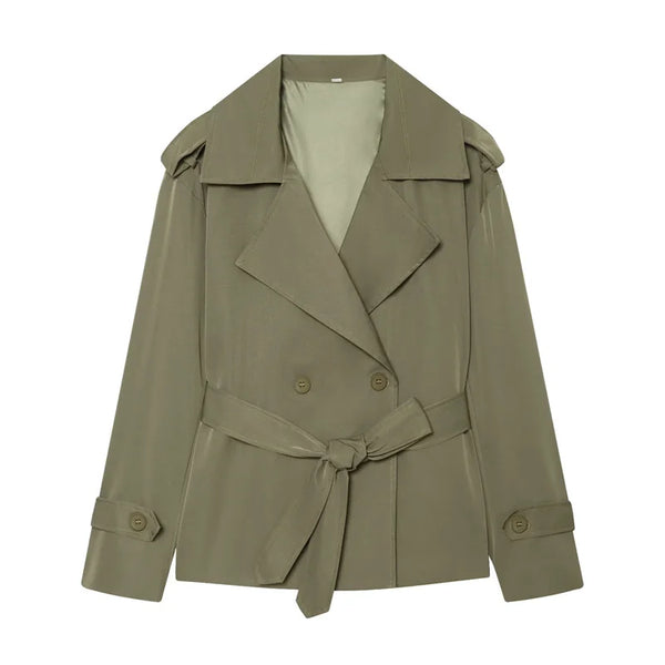 Structured trench coat with belt detail and double-breasted buttons