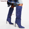 Elegant chic suede stiletto boots perfect for evening events.