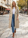 Classic double-breasted trench coat with turn-down collar and belt detail