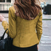 Chic slim fit faux leather moto jacket for women, perfect for autumn and winter, featuring a sleek zipper closure and tailore