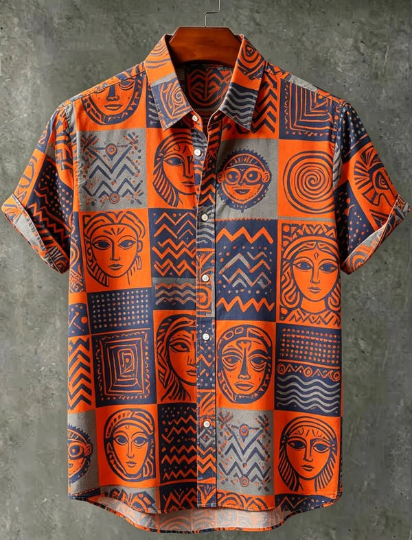 Lightweight tribal pattern vacation shirt offering comfort and style for summer activities