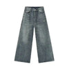 Wide leg denim jeans in washed blue with authentic vintage character