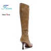 Durable rubber sole knee-high boots with an 8cm stiletto heel.