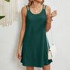 Knee-length crochet effect beach dress in white