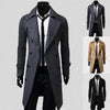 Classic double-breasted men's wool trench coat with turn-down collar, tailored fit, perfect for winter and professional wear.