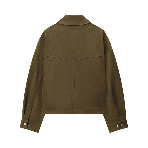 Women's oversized polyester faux leather bomber jacket with varsity-inspired design