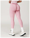 Sky blue high waist leggings with elastic waistband for comfort.