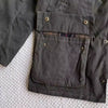Waxed Cotton Moto Trench Coat with Corduroy Collar, stylish and durable, perfect for urban adventures and all-weather wear.
