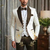 Luxury Men's Wedding Suit Set featuring an ivory blazer and burgundy pants, perfect for weddings and formal events.