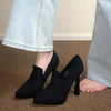 Elegant pointed toe pumps made from high-quality suede for stylish occasions.