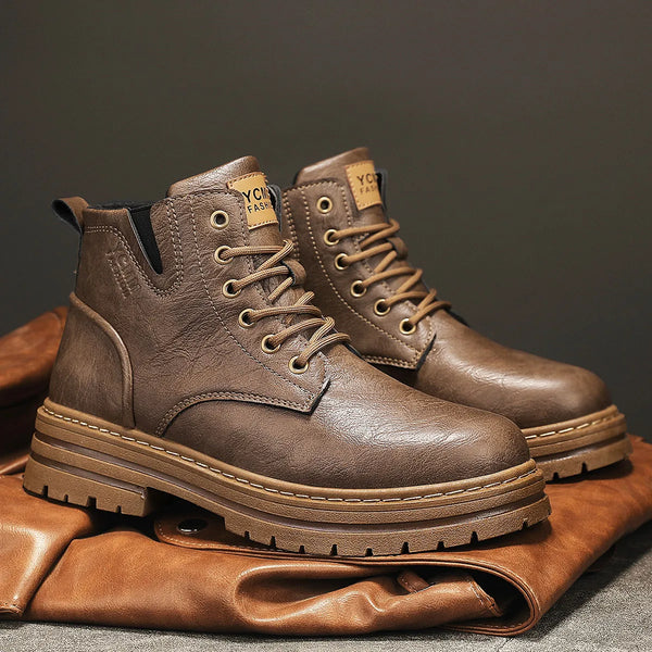 Close-up of Urban Trailblazer Boots showcasing durable rubber outsole and mid-calf rise.