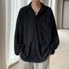Men's Hollow Out Mesh Long-Sleeve Shirt in black and apricot, tailored fit, breathable polyester, stylish and elegant design.