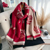 Luxury shawl scarf in soft polyester, showcasing a beautiful autumn leaf print.