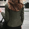 Chic slim fit faux leather moto jacket for women, perfect for autumn and winter, featuring a stylish zipper closure.