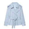 Spring layering trench coat in polyester with belt and collar