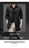 Classic men's long trench coat in lightweight polyester, perfect for spring and autumn business casual and everyday wear.