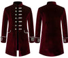 Elegant men's medieval-style trench coat in black, featuring a stand collar and single-breasted design for formal occasions.