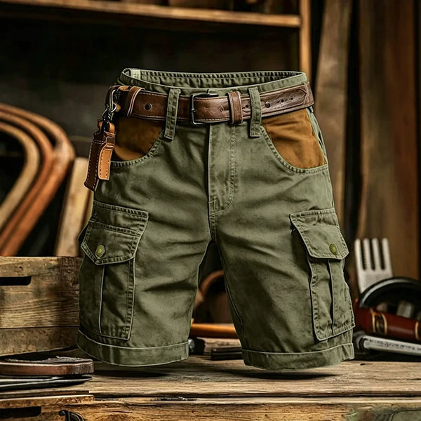 Versatile cargo shorts featuring contrast detailing and secure zipper front