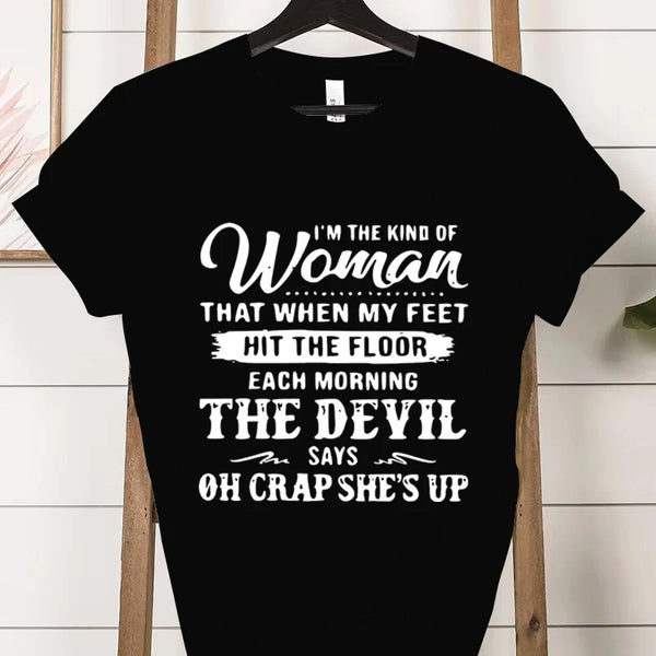 Flattering short sleeve tee with inspirational quote designed for all body types