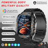 Durable black smartwatch with military-grade design and 5ATM water resistance.