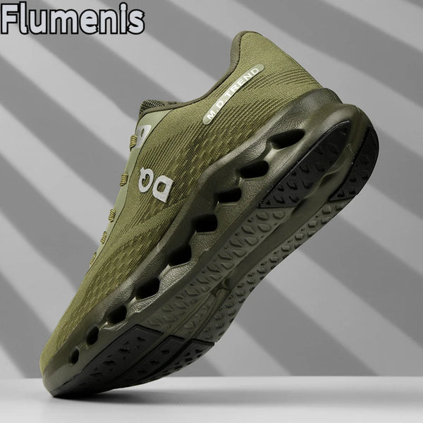 Durable athletic trail shoes with rubber outsole for hiking and outdoor activities