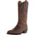 Handcrafted brown leather cowboy boots featuring decorative embroidery and stable heel