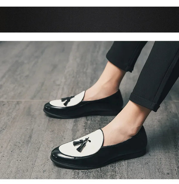 Round toe loafers in elegant design, perfect for formal and wedding wear.