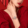 Close-up of the Seagull watch showcasing the automatic self-winding movement.