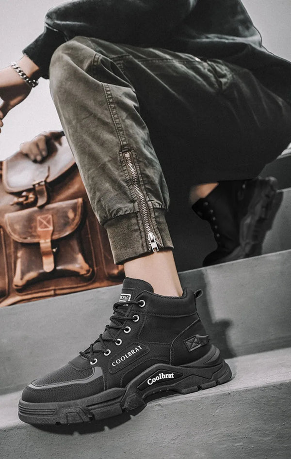 Winter Vanguard boots styled with denim for a casual winter look.