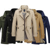 Sleek Men's Casual Business Trench Coat with turn-down collar, single-breasted closure, perfect for stylish business attire.