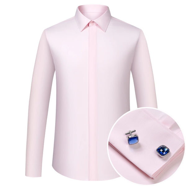 Premium French cuff shirt featuring coordinating cufflinks in breathable twill fabric