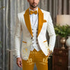 Luxury men's wedding suit set featuring an ivory blazer and burgundy pants, perfect for formal events and custom tailored fit