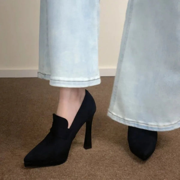 Fashionable suede stiletto heels ideal for office wear and evening outings.