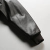 Side view of the Top Gun inspired leather bomber jacket highlighting its sleek design.