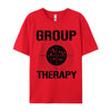 Vintage-Inspired 'Group Therapy' Men's Casual T-Shirt in premium cotton, featuring a striking graphic print for retro style.