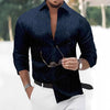 Stylish Gold Print Men's Casual Shirt in full sleeve, perfect for all-season wear and versatile for any occasion.