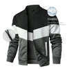 Men's trendy color block bomber jacket in US sizes, perfect for all-season wear and stylish casual outfits.