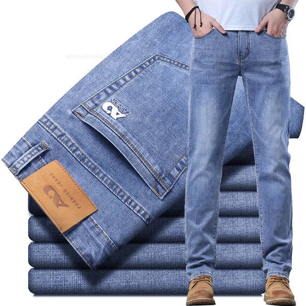Effortless Edge Slim Stretch Denim Jeans in classic blue wash