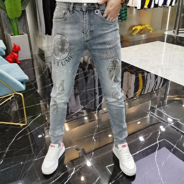 Close-up of the unique distressing on Midnight Rider Jeans, making them stand out.