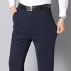 Straight leg pants featuring elastic waist and wrinkle-free fabric