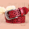 Women's Vintage Leather Belt with Pin Buckle in various colors, perfect for casual or formal wear, enhancing any outfit.