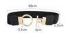 Chic elastic waist belt with round metal buckle, stylish PU leather accessory for women, perfect for casual and formal outfit