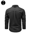 Men's outdoor cotton casual multi-pocket shirt in solid color, perfect for travel and adventure with a stylish V-neck design.