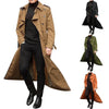 Men's Classic Long Trench Coat in polyester, perfect for autumn and winter, featuring a loose fit and single-breasted closure