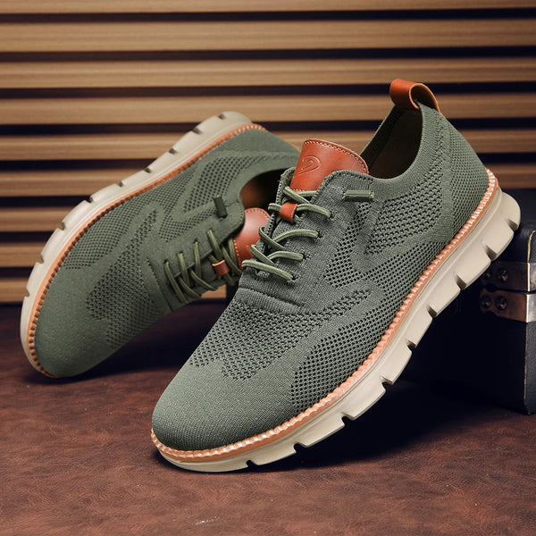 Men's breathable athletic shoes featuring advanced fly-weave mesh construction