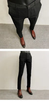Men's slim fit stretch suit trousers in solid color, perfect for formal events and business casual wear.
