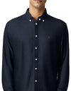 Trendy men's embroidered denim shirt with loose fit, single-breasted closure, and turn-down collar for stylish casual wear.